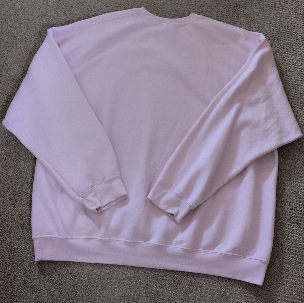 Gildan Women's "My Tummy Hurts" Graphic Light Pink Custom Crewneck Sweatshirt - Picture 3 of 11